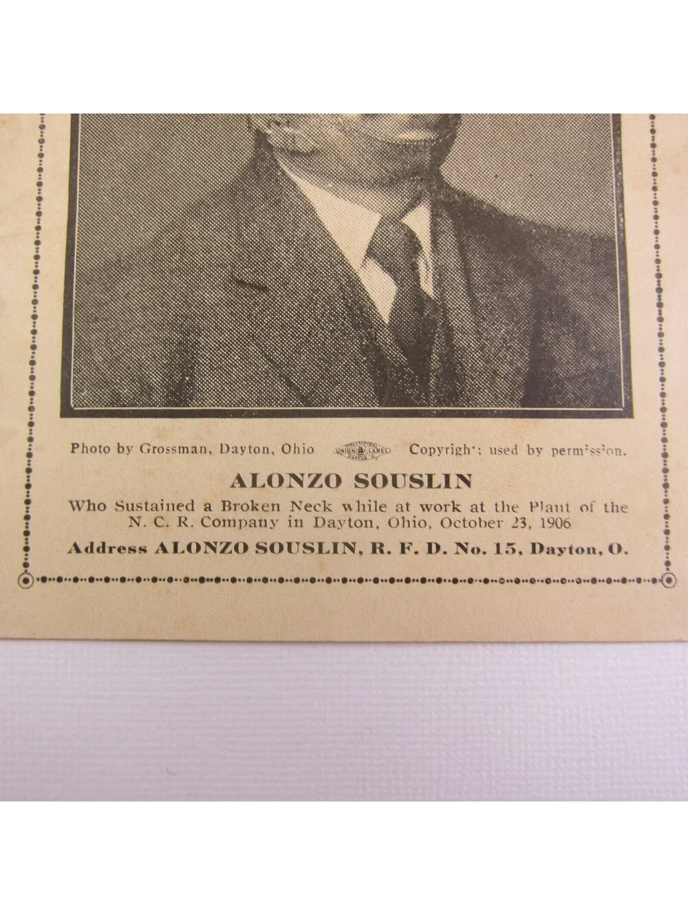 Antique 1906 Pamphlet Alonzo Souslin My Story of a Broken Neck NCR Dayton Ohio